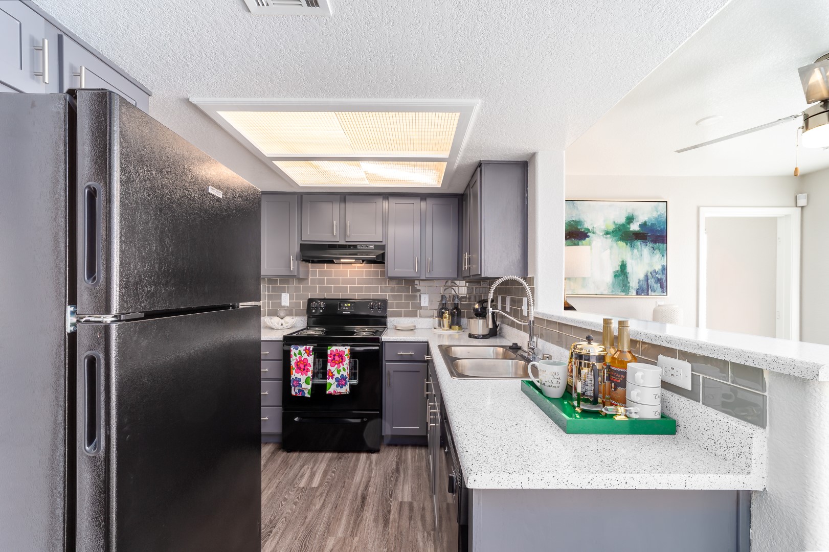 view of the kitchen at summit on nellis apartments in las vegas nv